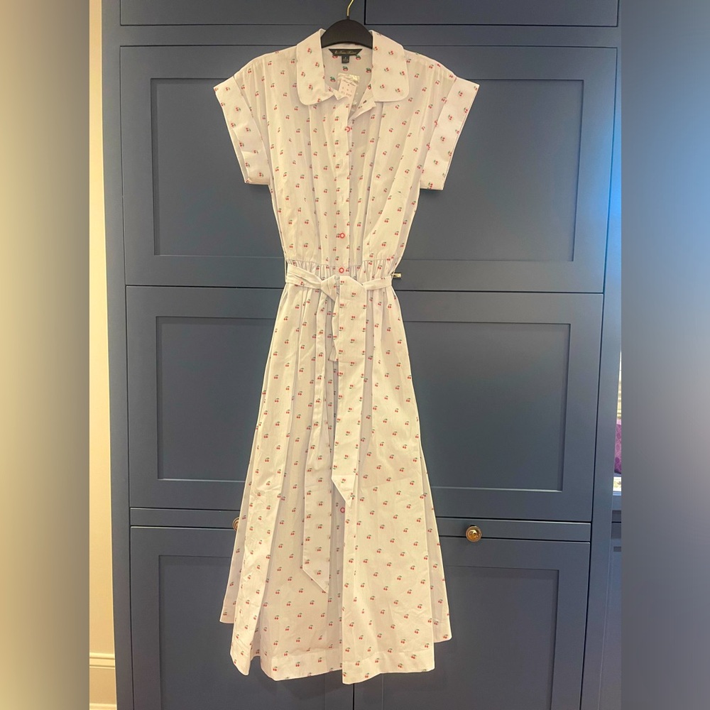 Brooks Brothers NEW Cotton Jacquard Dress button down with small red cherries.